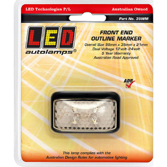 LED Autolamps 10/30V Front Outline Position Marker 4 White LEDs With 40cm Wire - 35WM