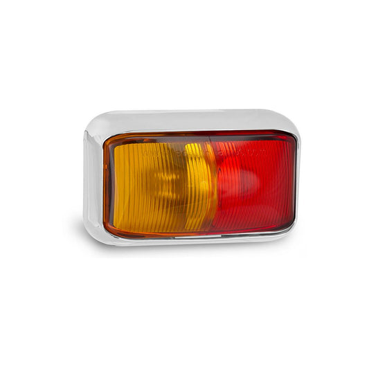LED Autolamps 10/30V LED Red Amber Side Marker Chrome With 40cm Wire Twin Blister - 58CARM