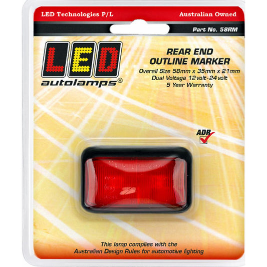 LED Autolamps 10/30V Rear Position Marker 2 Red LEDs With 40cm Wire Blister Pack - 58RM