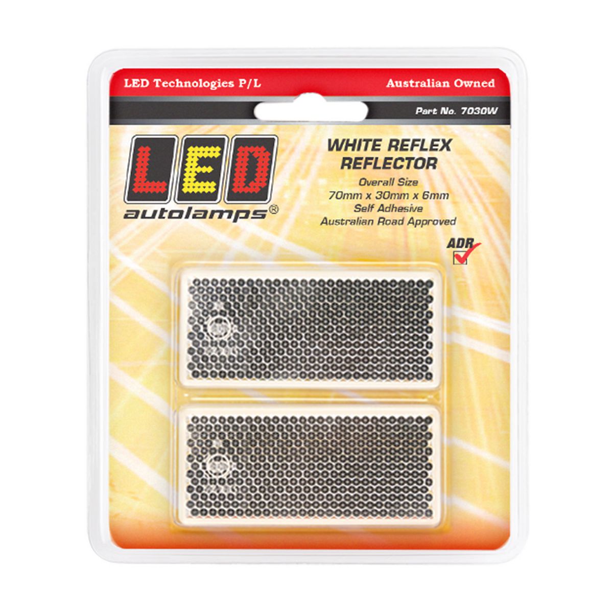 LED Autolamps Reflector White 70mmx30mm - 7030W
