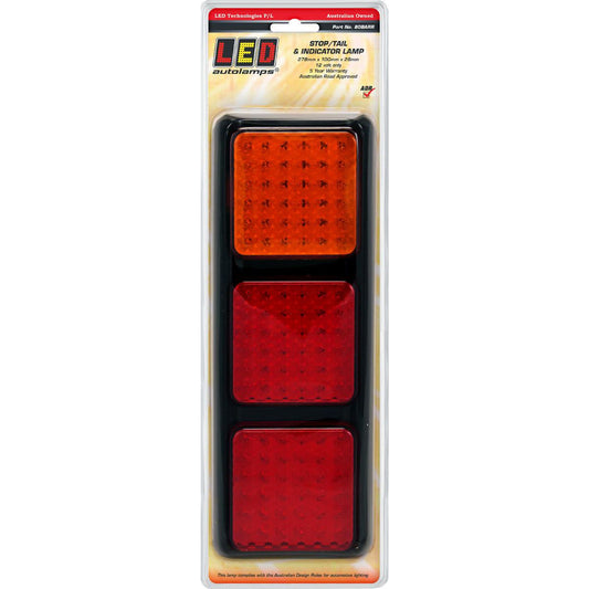 LED Autolamps 12V Stop/Tail/Indicator Assembly 3 Lamps With 108 LEDs Black Bracket - 80BARR