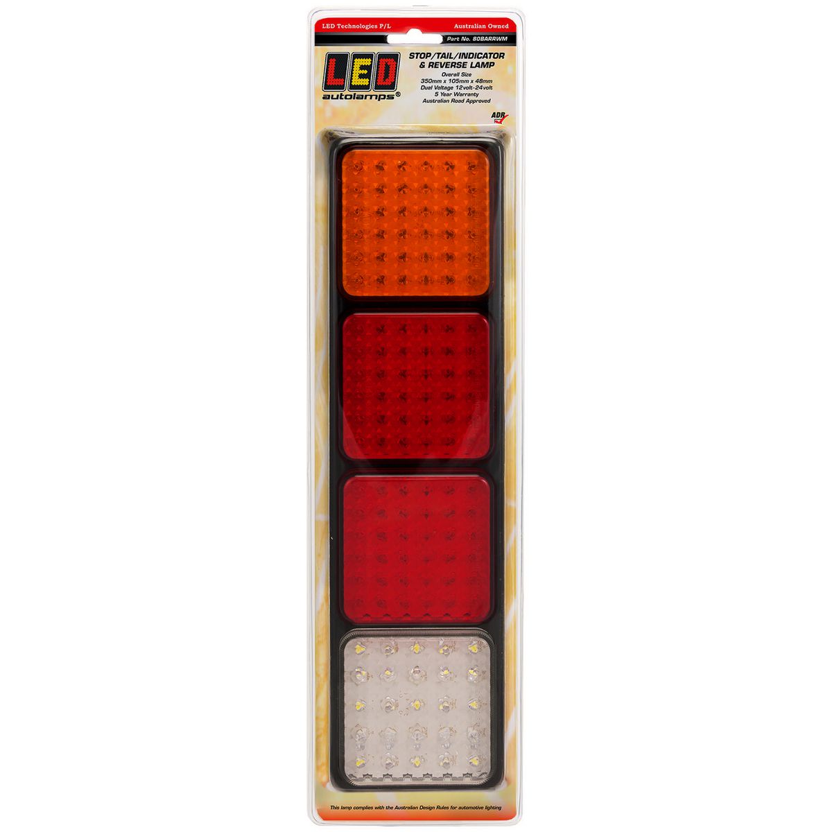 LED Autolamps Multi Volt Stop/Tail/Indicator/Reverse Assembly With 4 Lamps - 80BARRWM