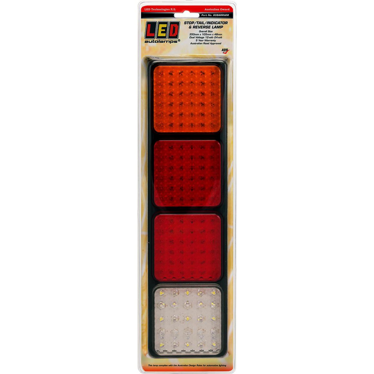 LED Autolamps Multi Volt Stop/Tail/Indicator/Reverse Assembly With 4 Lamps - 80BARRWM