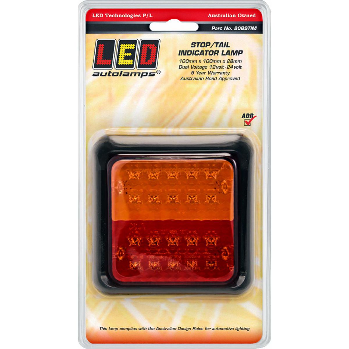 LED Autolamps Multi Volt Stop/Tail/Indicator Lamp Black Bracket With 40cm Wire - 80BSTIM