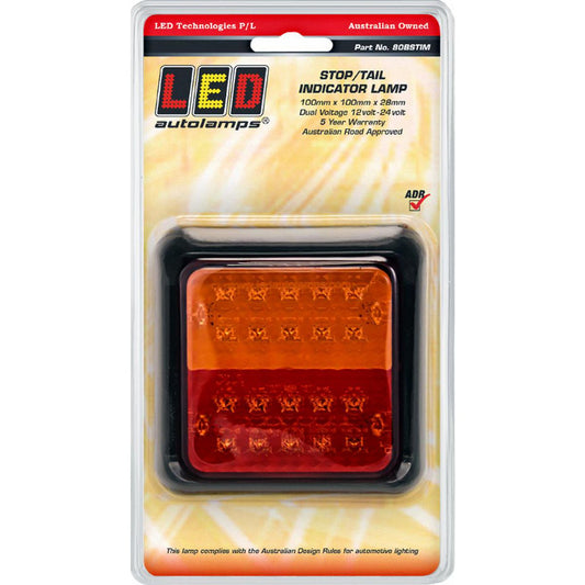LED Autolamps Multi Volt Stop/Tail/Indicator Lamp Black Bracket With 40cm Wire - 80BSTIM