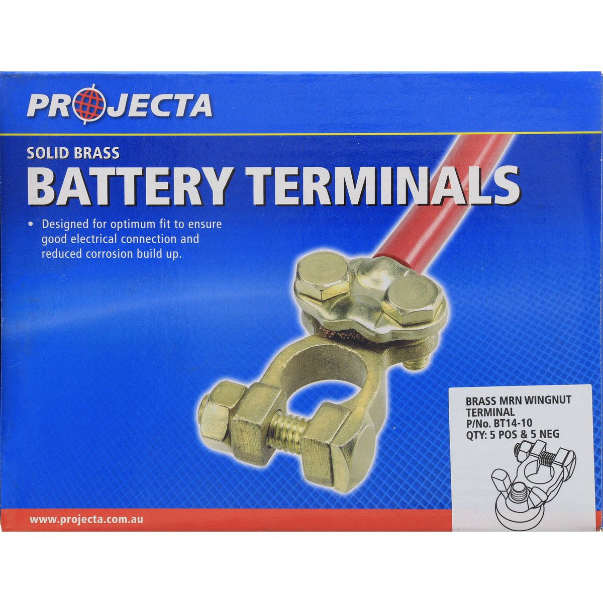 PROJECTA Brass Battery Terminal Wingnut 10 Pack - BT14-10