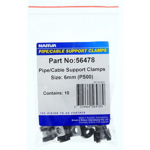 Narva Pipe Clamp 6mm Rubber & Steel - 56478