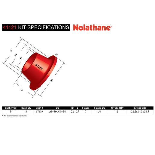 Nolathane Front Steering Rack And Pinion Mount Bushing Kit - 41121