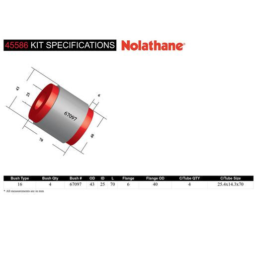 Nolathane Front Lower Control Arm Bushing Kit - 45586
