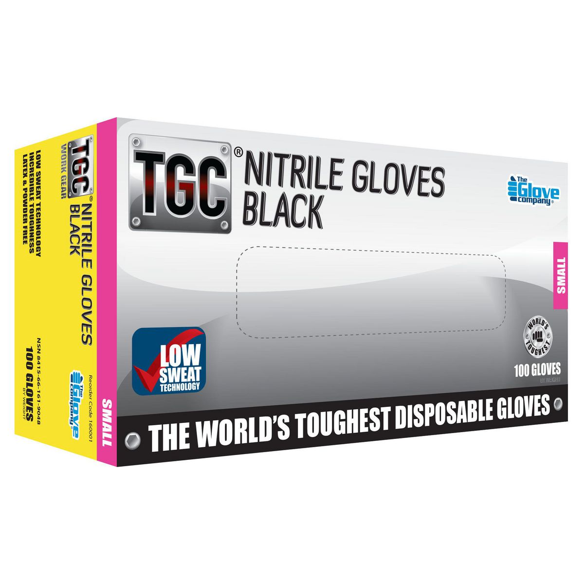 TGC Black Nitrile Gloves 100 Pack Small - 160001