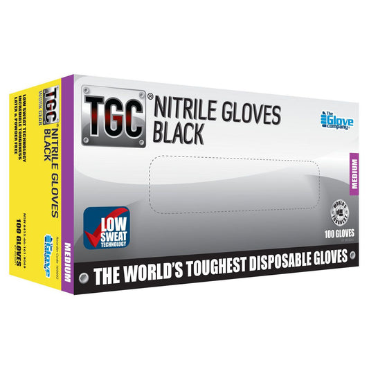 TGC Black Nitrile Gloves 100 Pack Medium - 160002