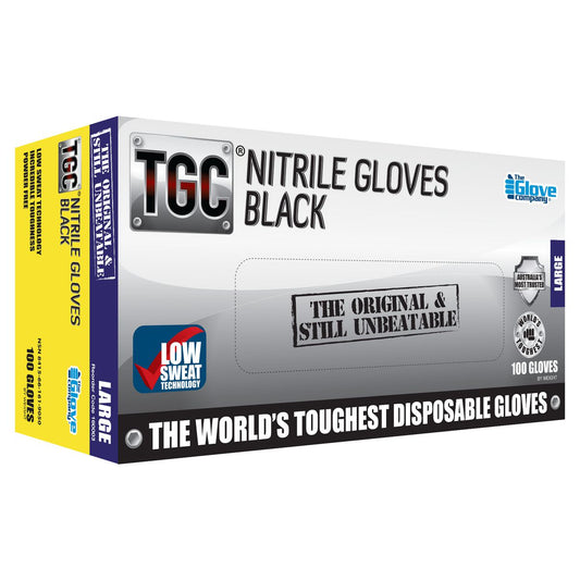 TGC Black Nitrile Gloves 100 Pack Large - 160003