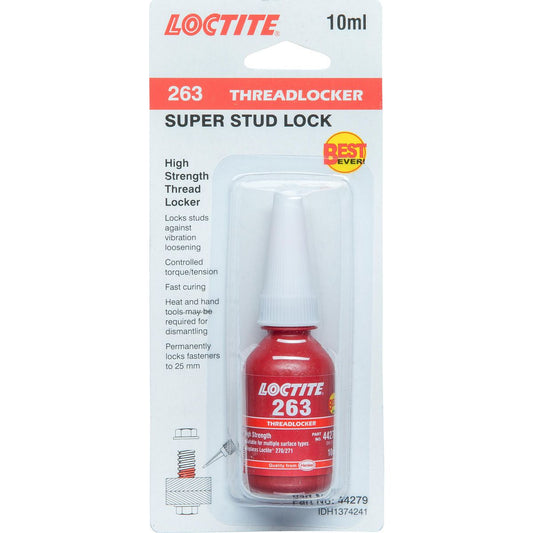 Loctite 263 Threadlocker Super Stud Lock High Strength Red 10ml - 1374241