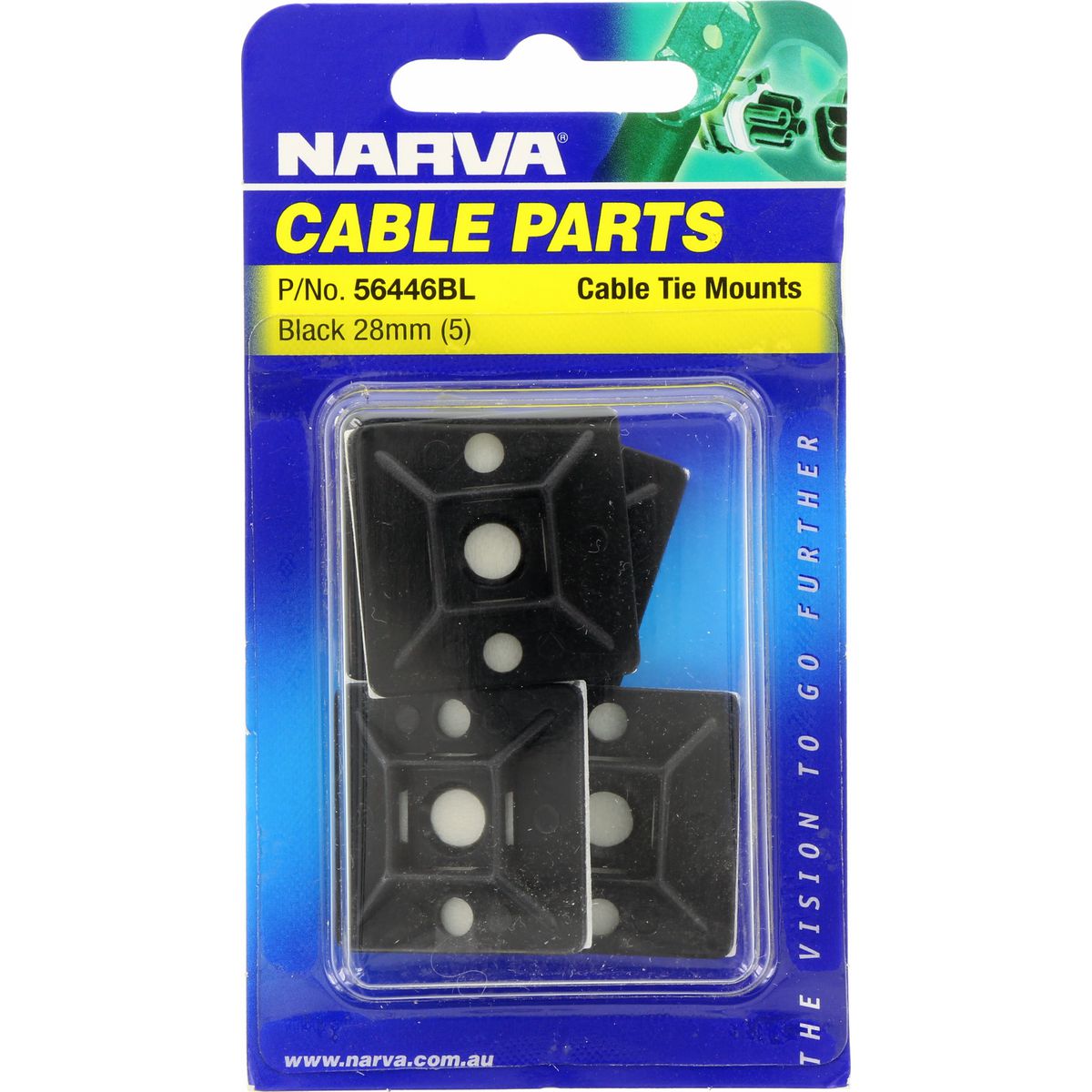Narva Cable Tie Mounts 28mm x 28mm 5 Pc - 56446BL