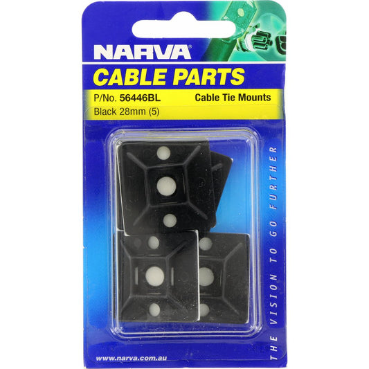 Narva Cable Tie Mounts 28mm x 28mm 5 Pc - 56446BL