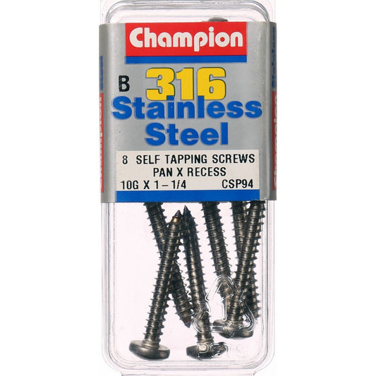 Champion Self Tapper Screw Pan Phillips Stainless Steel 4.8x32mm 316/A4 - CSP94