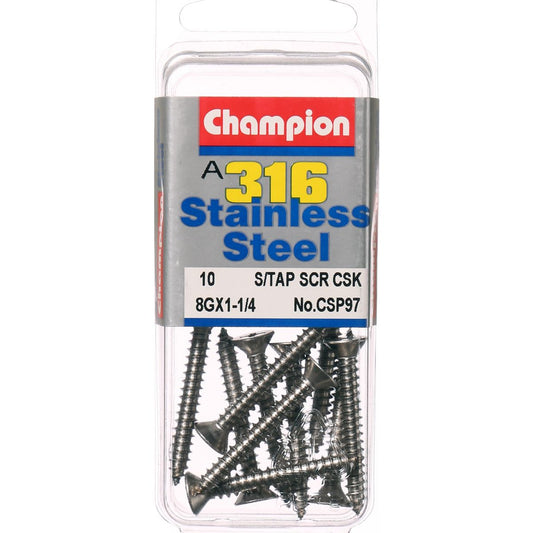 Champion Self Tapper Screw CSK Phillips Stainless Steel 4.2x32mm 316/A4 - CSP97