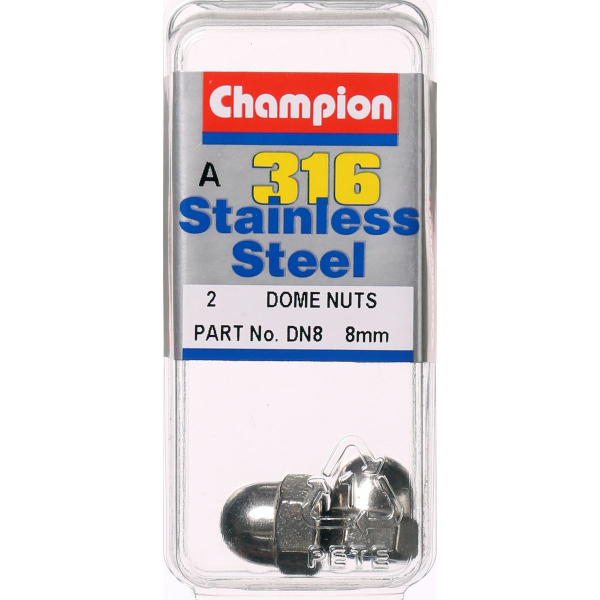 Champion Hex Dome Nut Stainless Steel M8x1.25mm 316/A4 - DN8