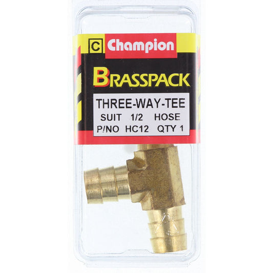 Champion Hose Joiner T Brass 1/2in - HC12