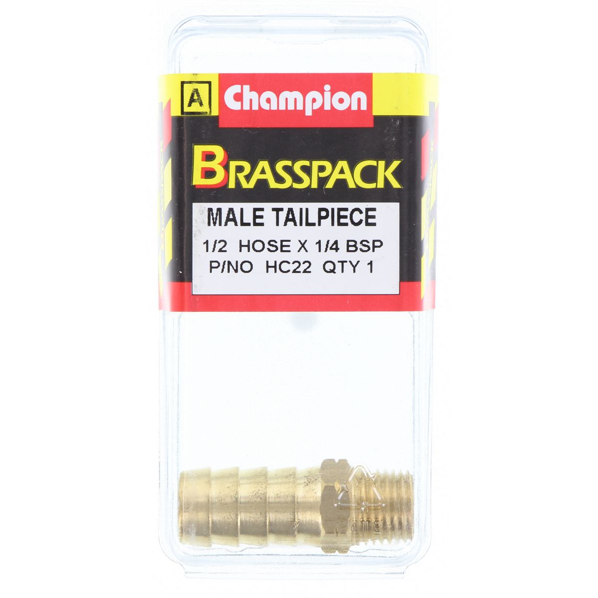 Champion Hose Tail Straight Male Brass 1/2in x 1/4in - HC22