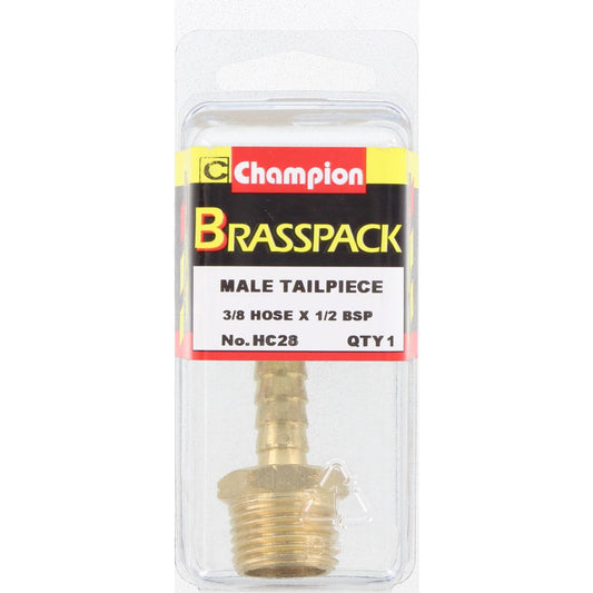 Champion Hose Tail Straight Male Brass 3/8in x 1/2in - HC28