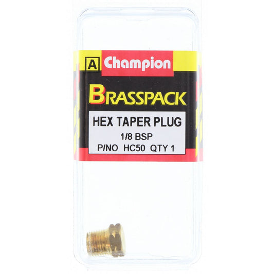 Champion Plug Hex Taper Brass 1/8in - HC50