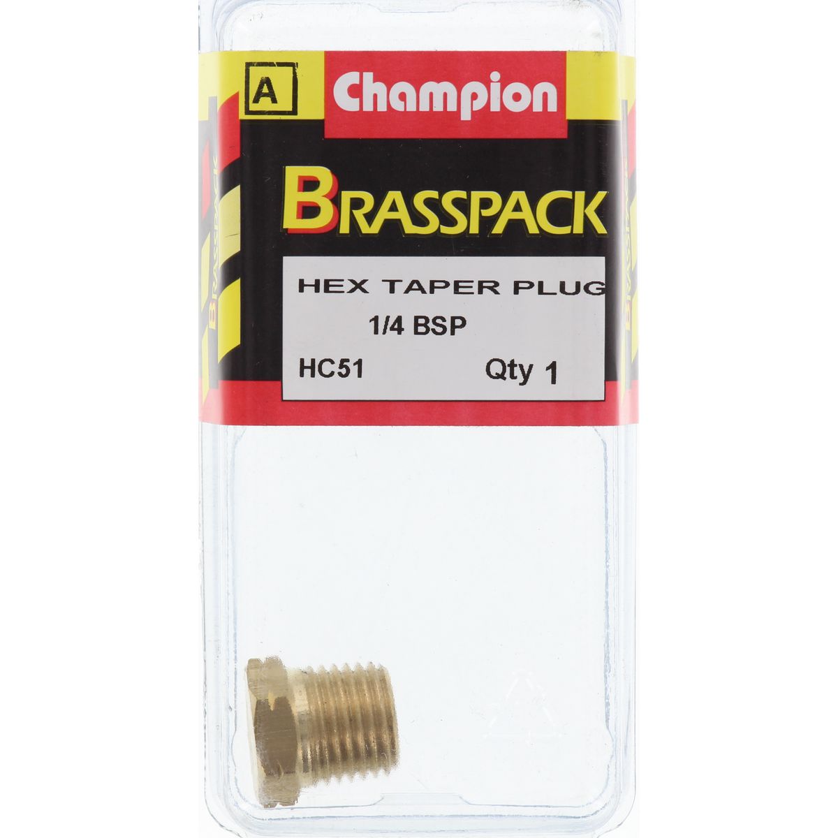 Champion Plug Hex Taper Brass 1/4in - HC51