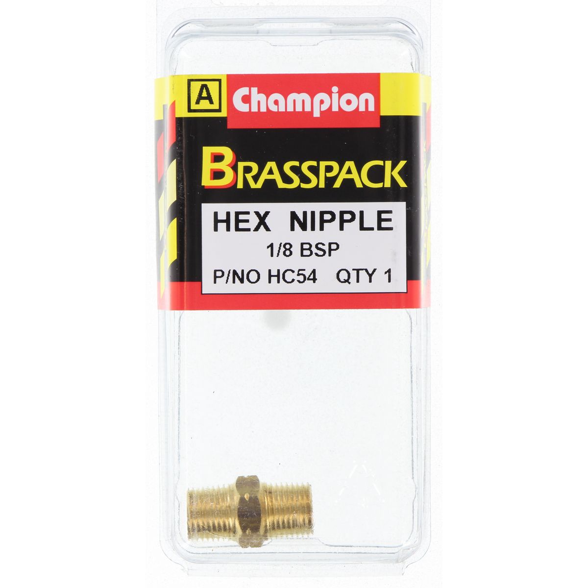 Champion Hex Nipple Brass 1/8in - HC54