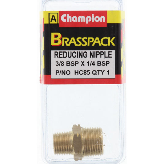 Champion Reducing Nipple Brass 3/8in x 1/4in - HC85