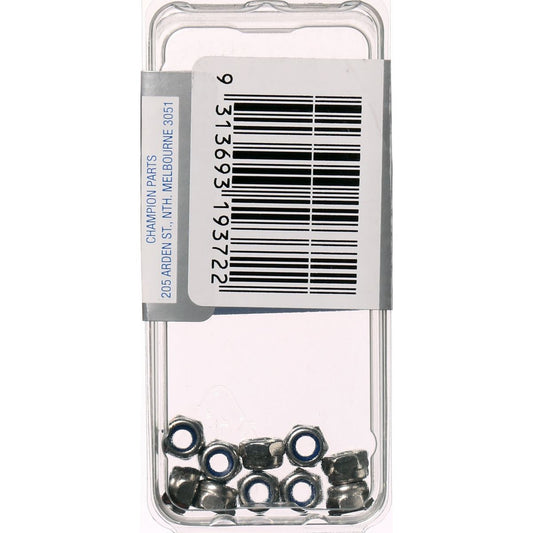 Champion Hex Nut Self Locking Nylon Insert Stainless Steel M4x0.7mm 316/A4 - SLN4