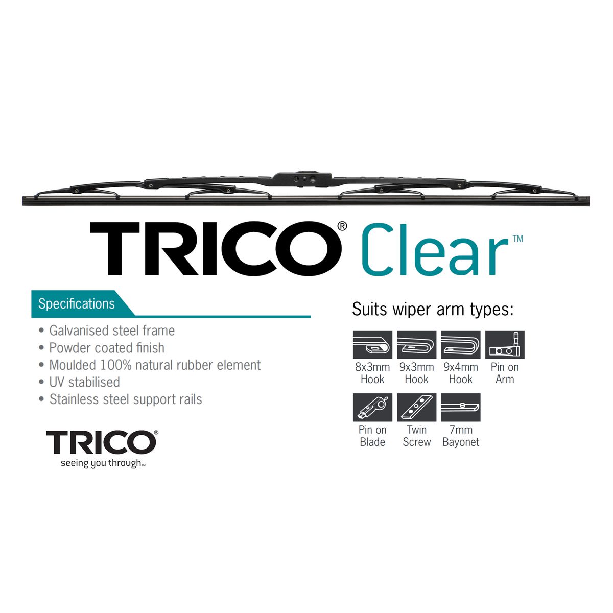 Trico Clear Wiper Blade Assembly 305mm - TCL305