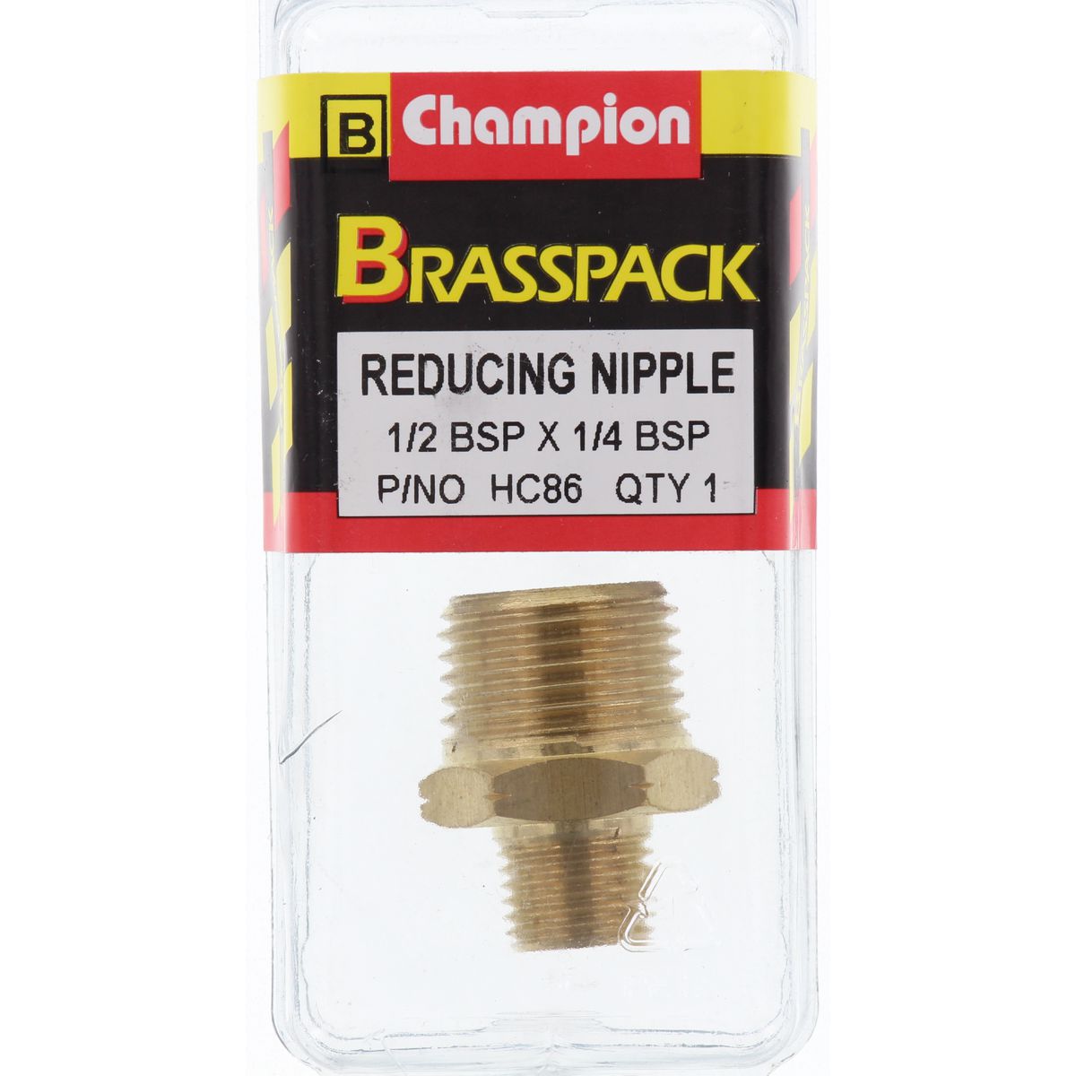 Champion Reducing Nipple Brass 1/2in x 1/4in - HC86