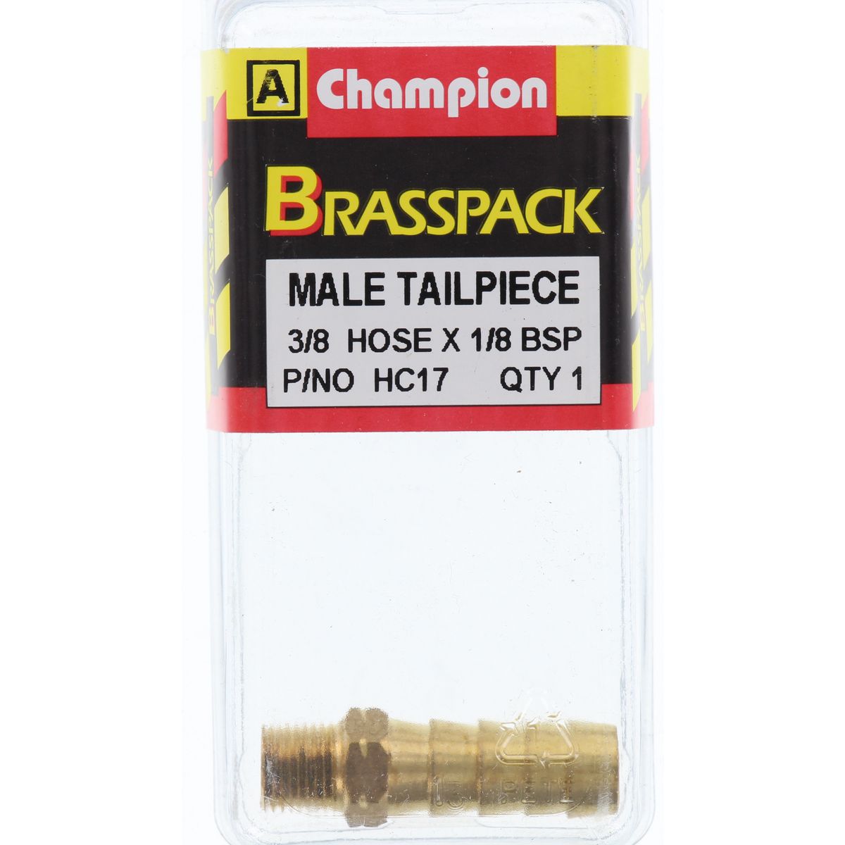 Champion Hose Tail Straight Male Brass 3/8in x 1/8in - HC17