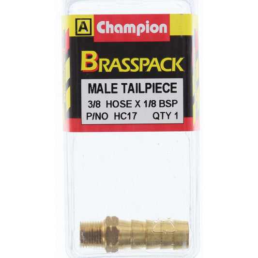 Champion Hose Tail Straight Male Brass 3/8in x 1/8in - HC17