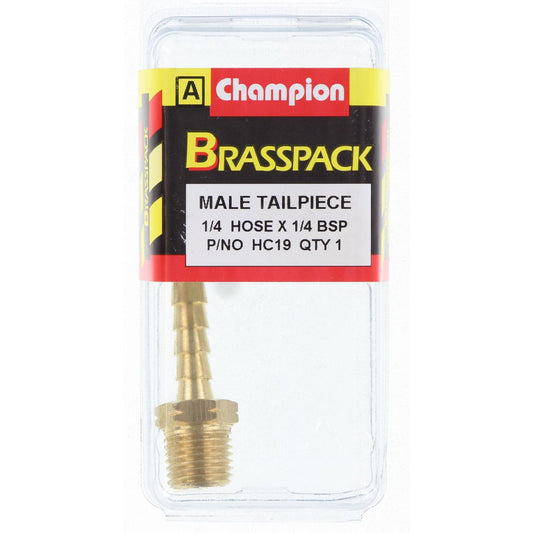 Champion Hose Tail Straight Male Brass 1/4in x 1/4in - HC19