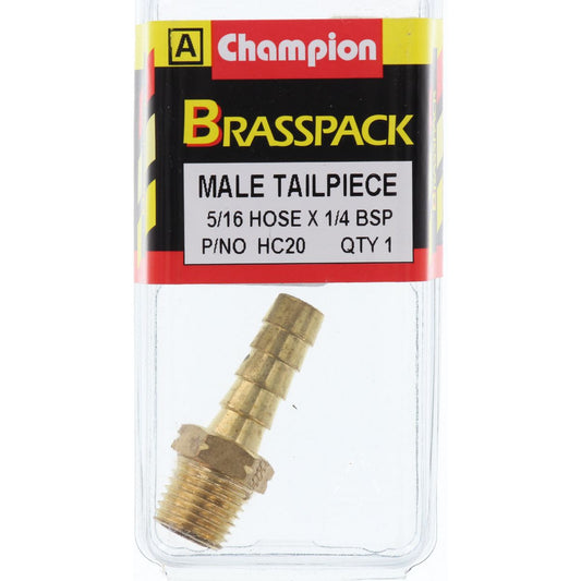 Champion Hose Tail Straight Male Brass 5/16in x 1/4in - HC20