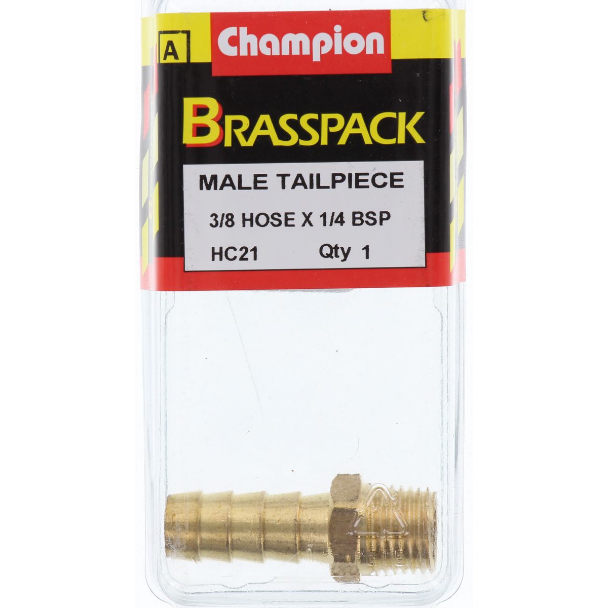 Champion Hose Tail Straight Male Brass 3/8in x 1/4in - HC21