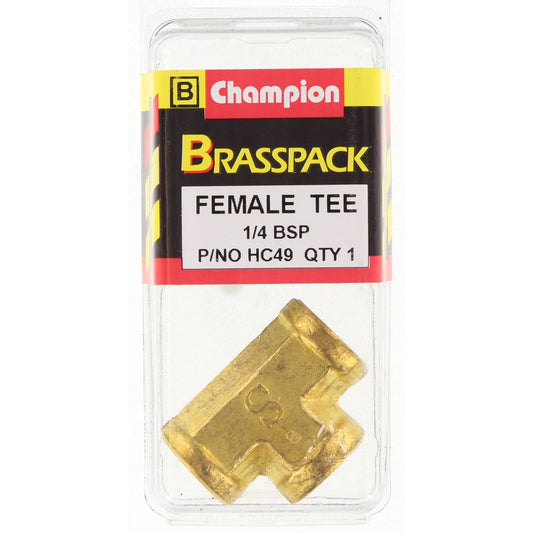 Champion Tee Female Brass 1/4in BSP - HC49