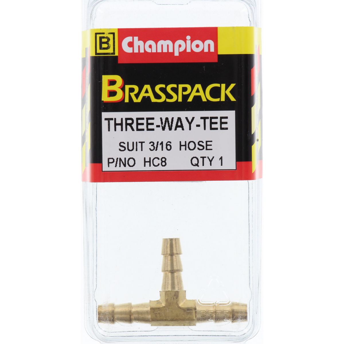 Champion Hose Joiner T Brass 3/16in - HC8