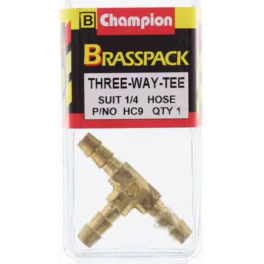 Champion Hose Joiner T Brass 1/4in - HC9