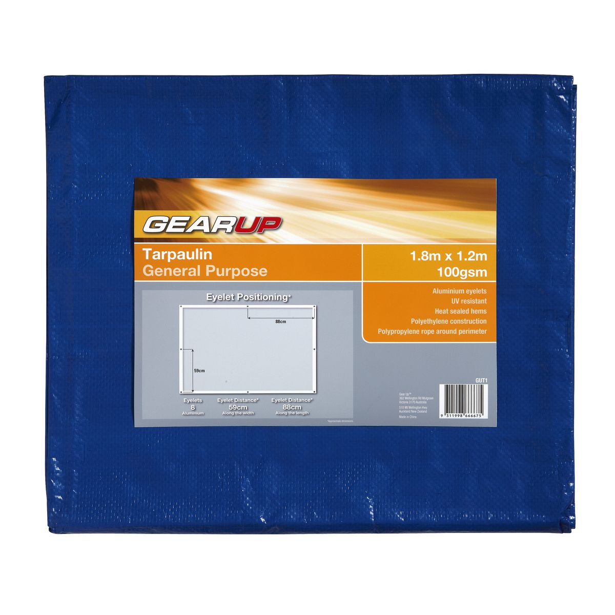 Gear Up Light Duty Tarpaulin 1.8M X 1.2M