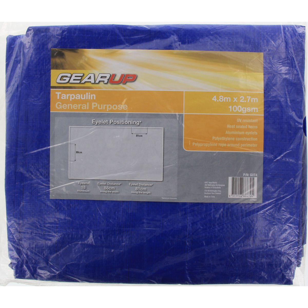 Gear Up Light Duty Tarpaulin 4.8M X 2.7M