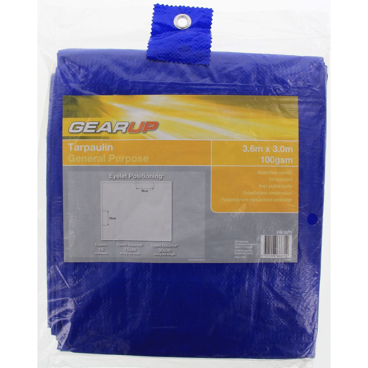 Gear Up Light Duty Tarpaulin 3.6M X 3.0M