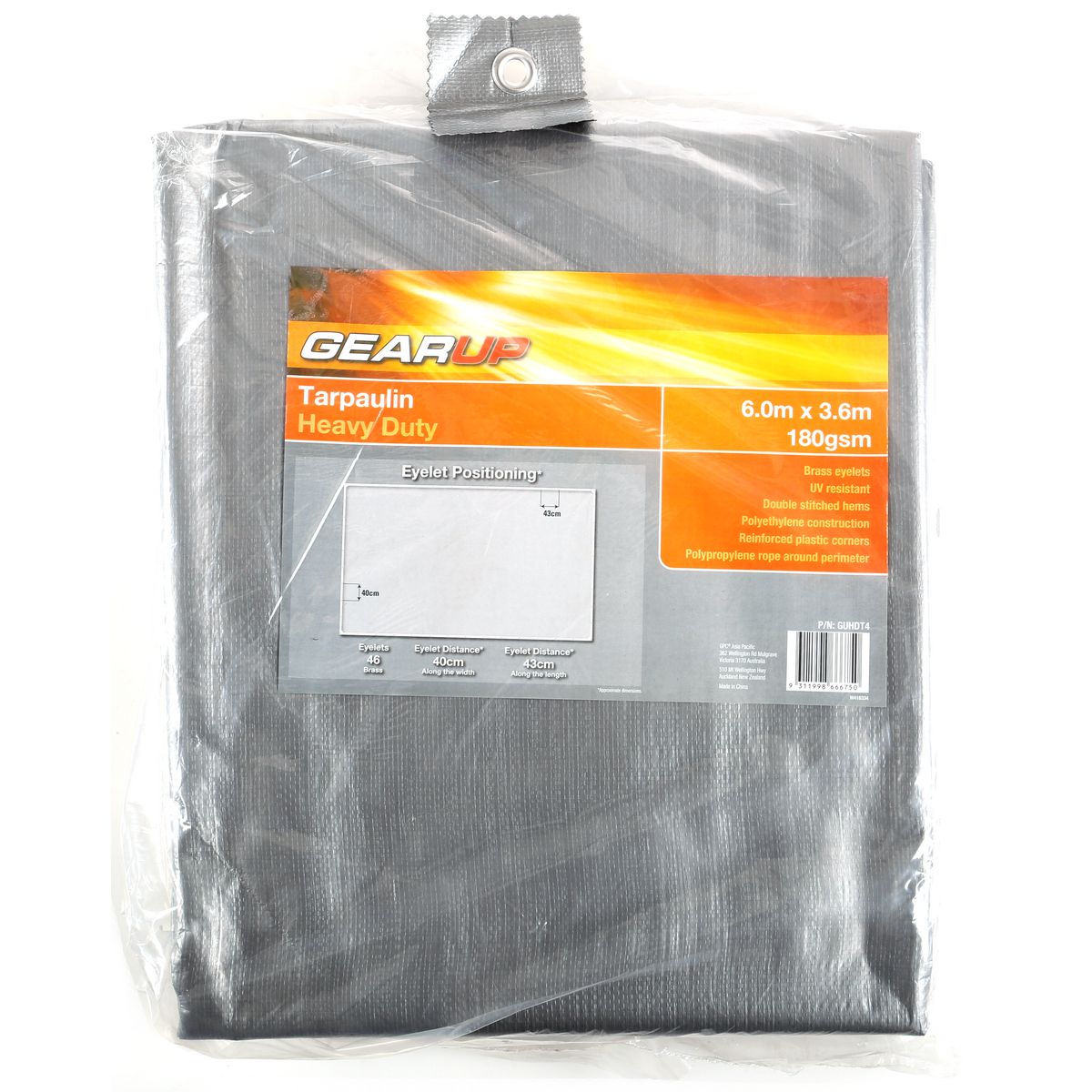 Gear Up Heavy Duty Tarpaulin Reinforced 6.0M X 3.6M