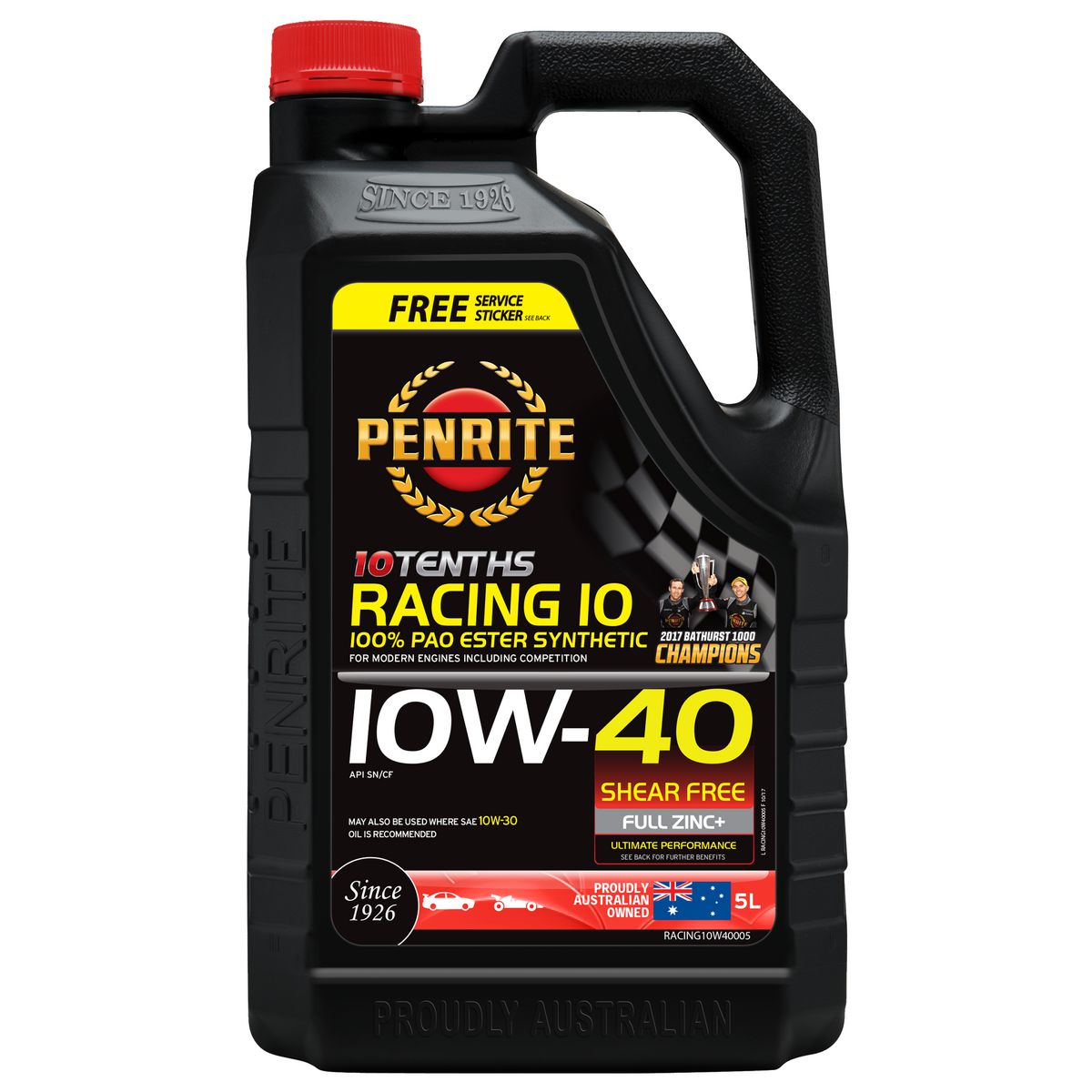 Penrite 10 Tenths Racing 10W-40 Engine Oil 5L - RACING10W40005