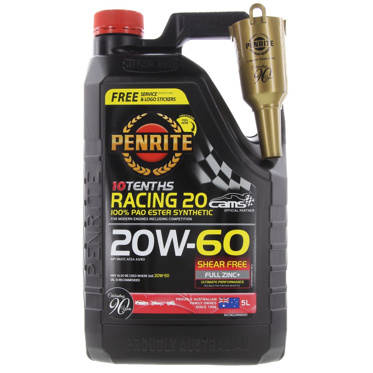 Penrite 10 Tenths Racing 20W-60 Engine Oil 5L - RACING20W60005