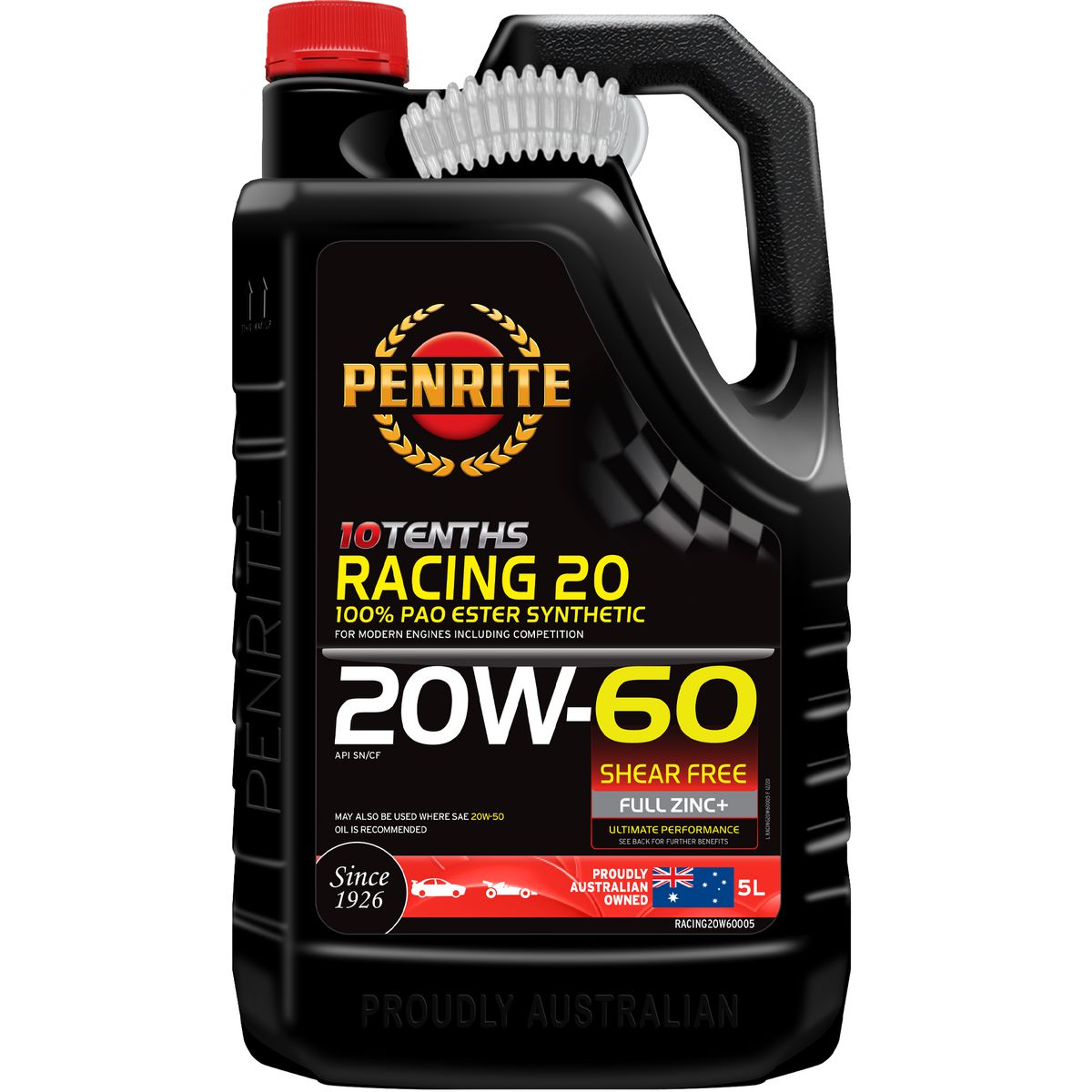 Penrite 10 Tenths Racing 20W-60 Engine Oil 5L - RACING20W60005