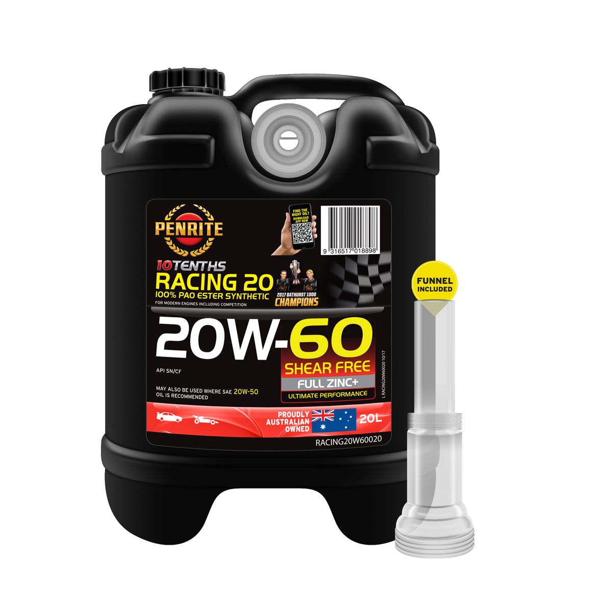 Penrite 10 Tenths Racing 20W-60 Engine Oil 20L - RACING20W60020