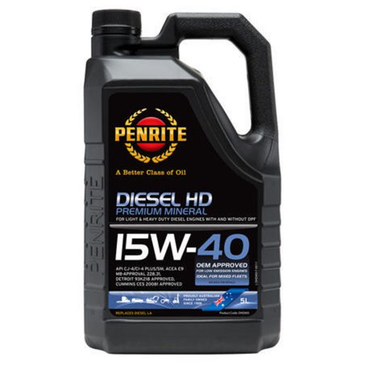 Penrite Diesel HD SAE 15W-40 Cj-4-Sm Engine Oil 5L - DHD005