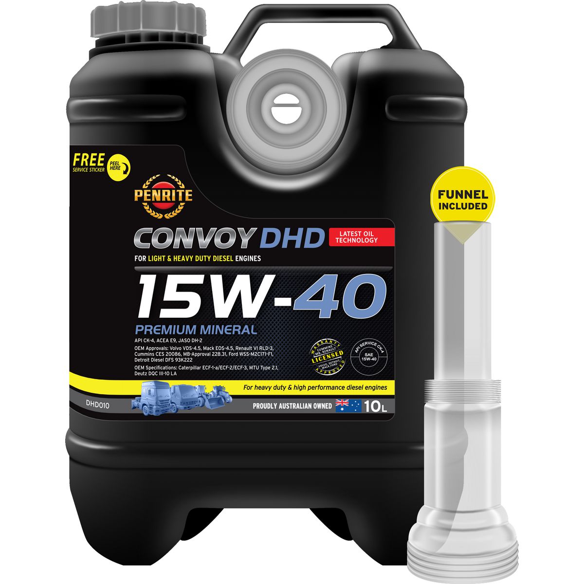 Penrite Diesel HD SAE 15W-40 CK-4-SM Engine Oil 10L - DHD010